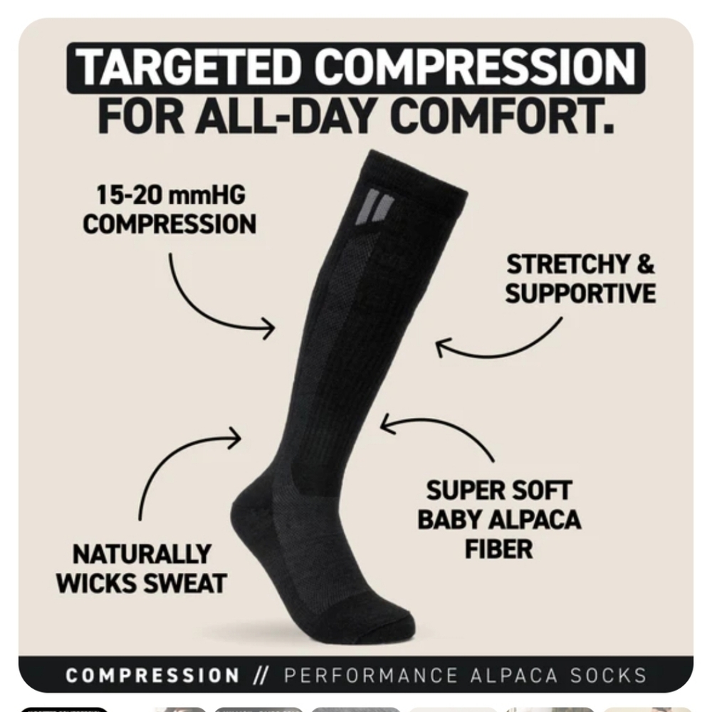 Hollow Performance Alpaca Socks Medium Compression - Nwt - M, L